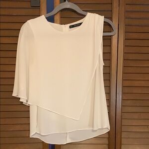 Zara White Asymmetrical Sleeveless Blouse